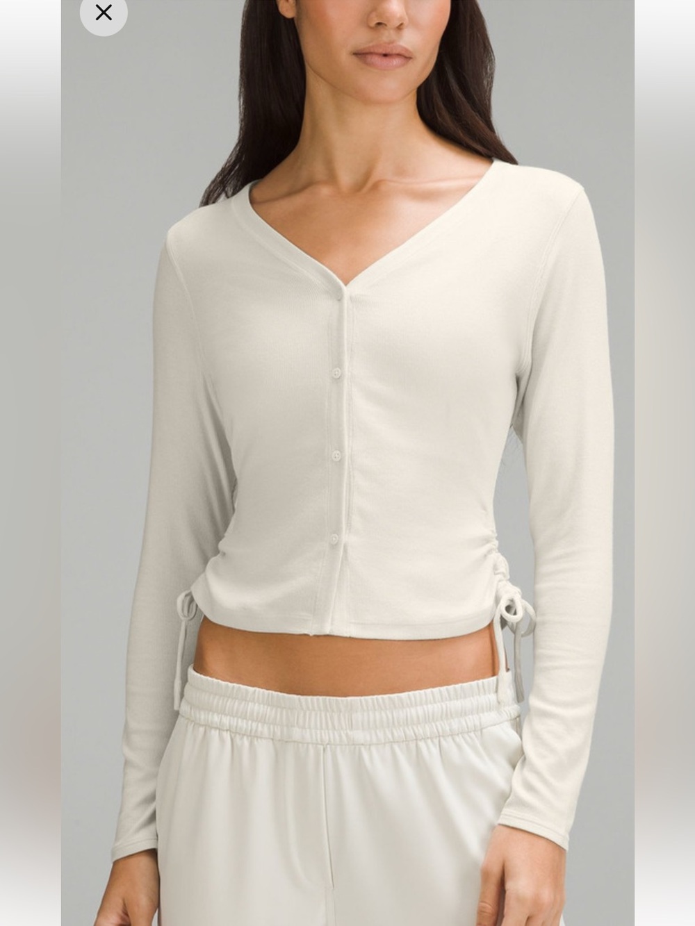 lululemon athletica White Button-Front Long Sleeve side cinch cardigan NEW